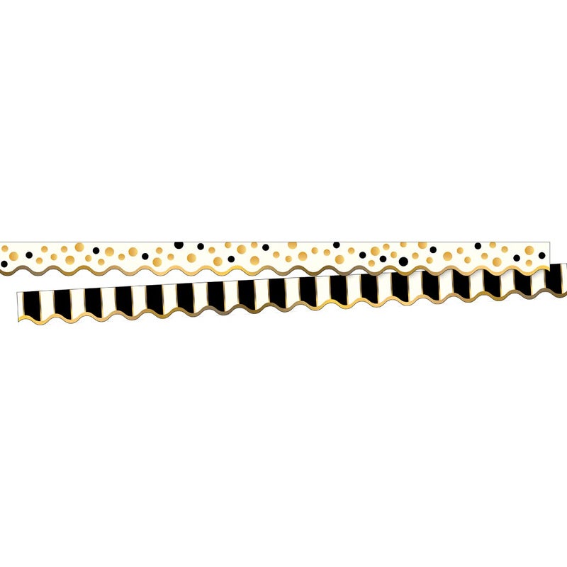 Barker Creek Double-Sided Scalloped Border, Gold Bars, for Bulletin Boards, Reception Areas, Halls, Break Rooms, Office, School, Home Learning Decor, 2.25â€ x 39â€™ (902) - Image 1